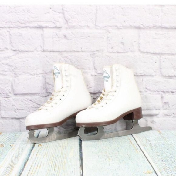Glacier 120 by Jackson White Leather Lace up Figure Ice Skates Size US 2 - Picture 2 of 10
